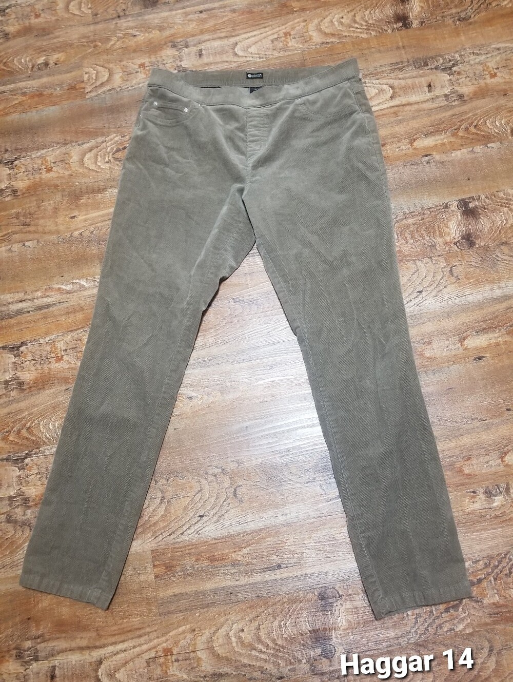 Haggar Pants Sage Green Corduroy Trousers 14 Pullon Nwotags